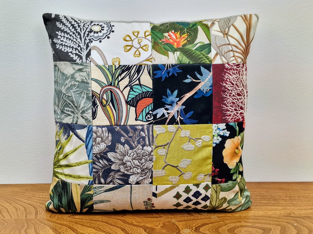 Handmade 48cm x 48cm patchwork cushion cover 