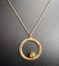 Ethiopian Rainbow Opal Gold On 925 Sterling Silver Circle Pendant Necklace  - Image 1
