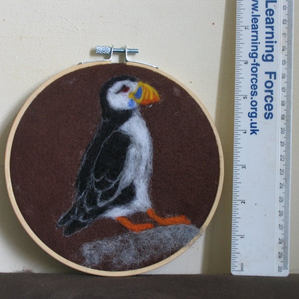 Needle felt picture of a Puffin - One of a Kind