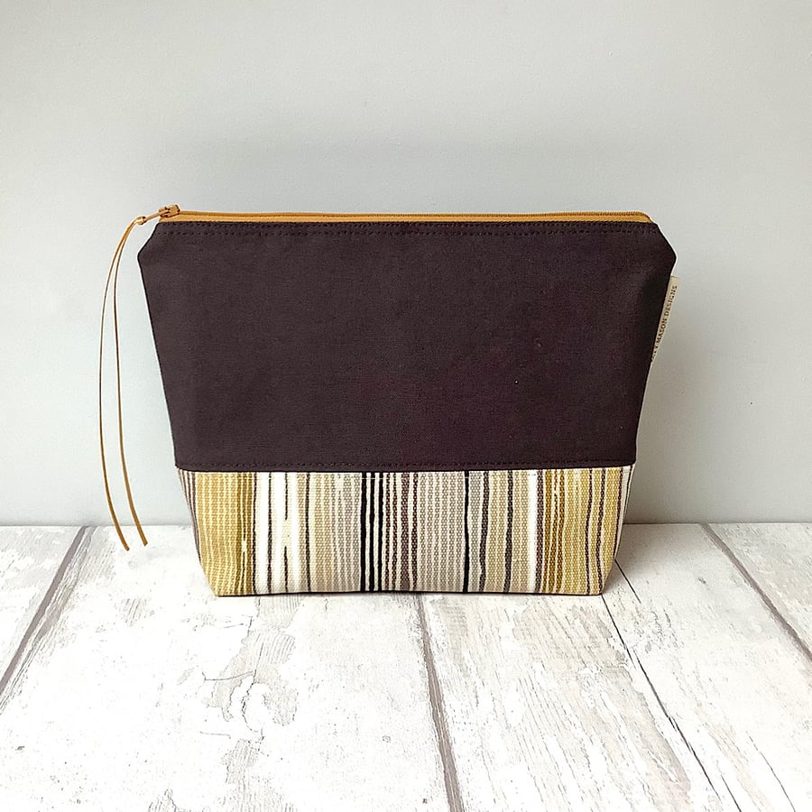 Brown and Mustard Cosmetic Bag