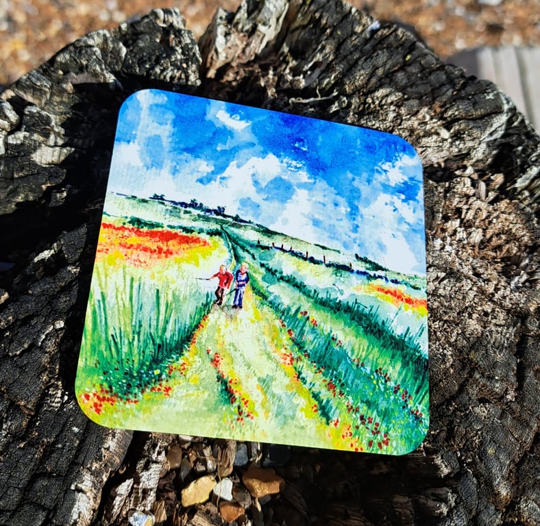 Sussex south downs Coaster set from an original watercolour print