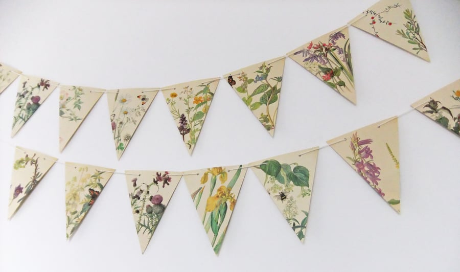 30 feet of Spring and Summer Bunting, Paper Bunting, Wedding Decor