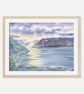 Fjord Landscape Wall Art Print, Glowing Sunset Over the Sea Poster, Nordic Art