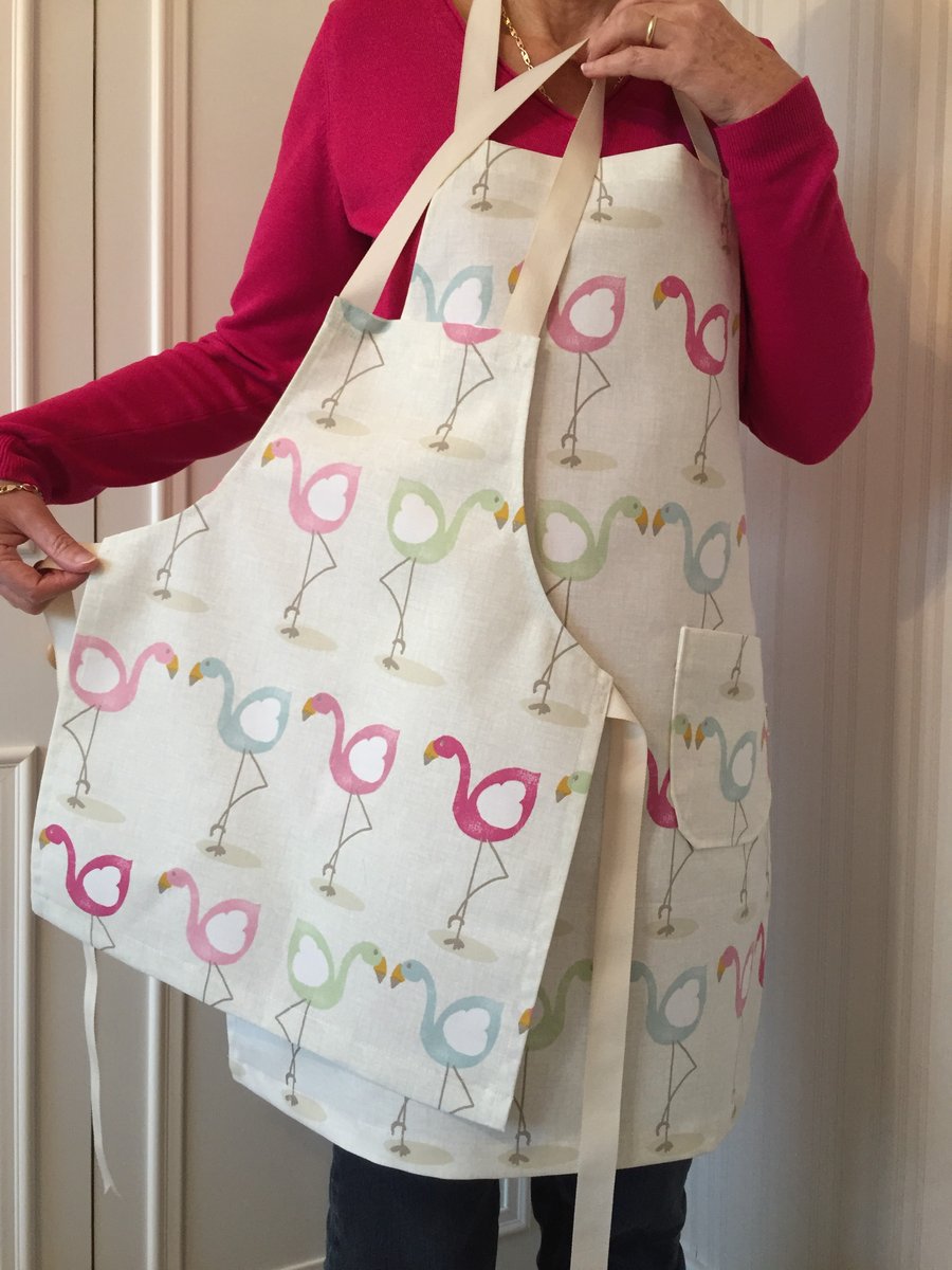 Mother and Daughter aprons, Flamingo aprons, Ladies apron, Child's apron
