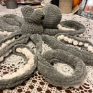 Grey crotcheted octopus hand made large size