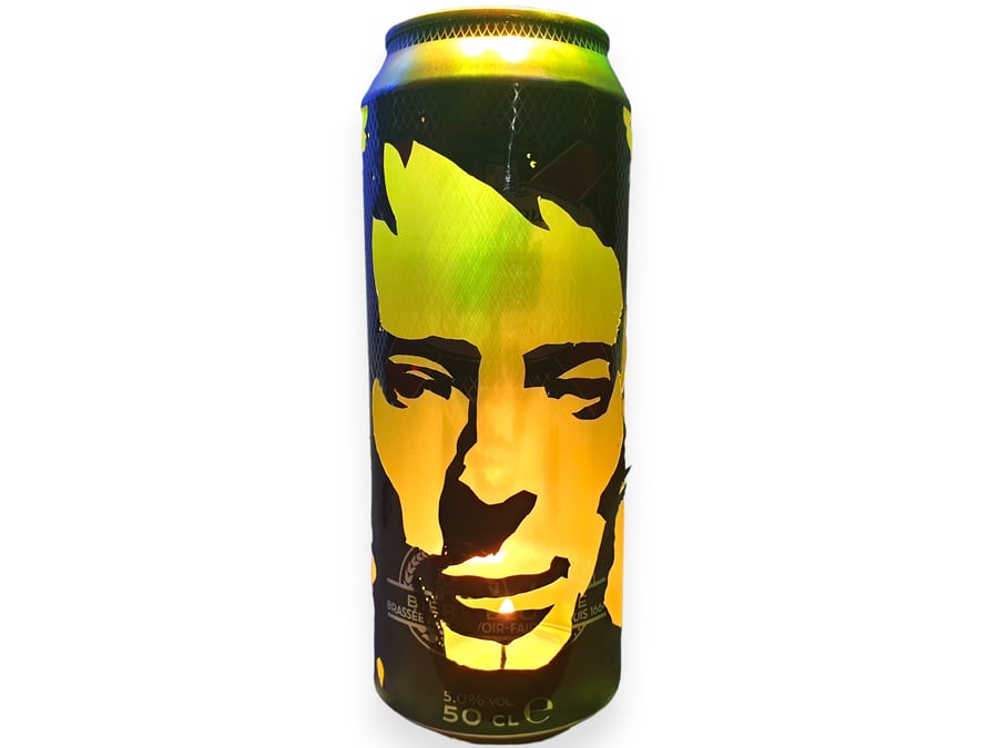 Inspired By Thom Yorke - 'Radiohead' Beer Can Lantern! Pop Art Portrait Candle L