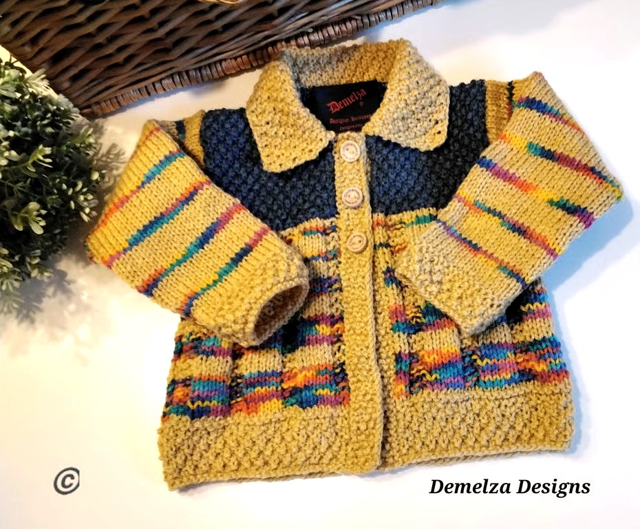Designer Baby Boy's Hand Knitted Cardigan-Jacket  12-18 months size