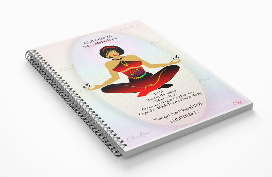 ROOT CHAKRA - Red - Maladhara. Notebook Gift Set Affirmation & FREE Bookmark