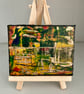 Miniature Abstract Canvas With Gold Leaf And Display Easel