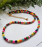 Multicoloured Howlite Necklace Gold Plated