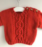 Baby jumper burnt orange hand knit 6-12 months