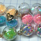 12 star filled glass bauble pendants pastel colours
