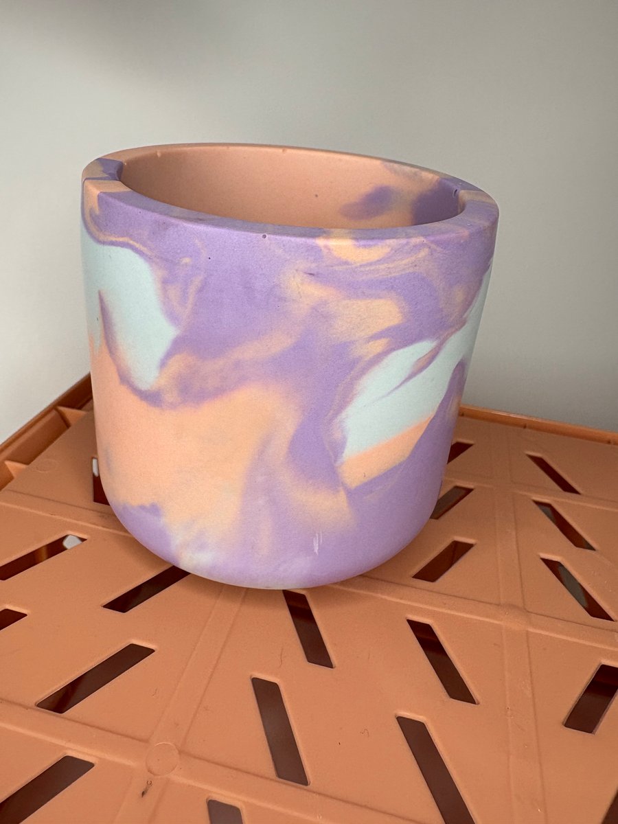 Small Eco Friendly Pot Peach Turquoise Colourway 