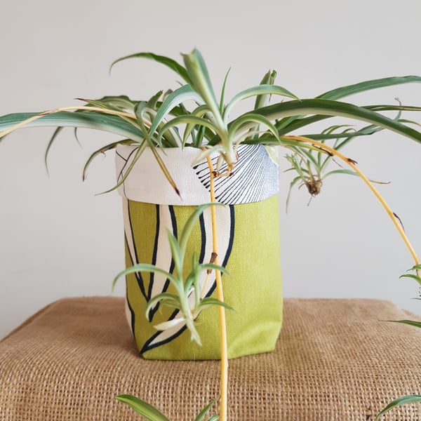 Fabric storage container: contemporary leaf design