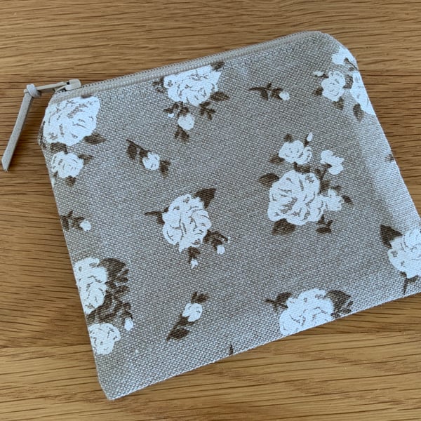 Fabric Coin Purse, Money Pouch, Zipped Purse, Purse, Card Holder, Floral