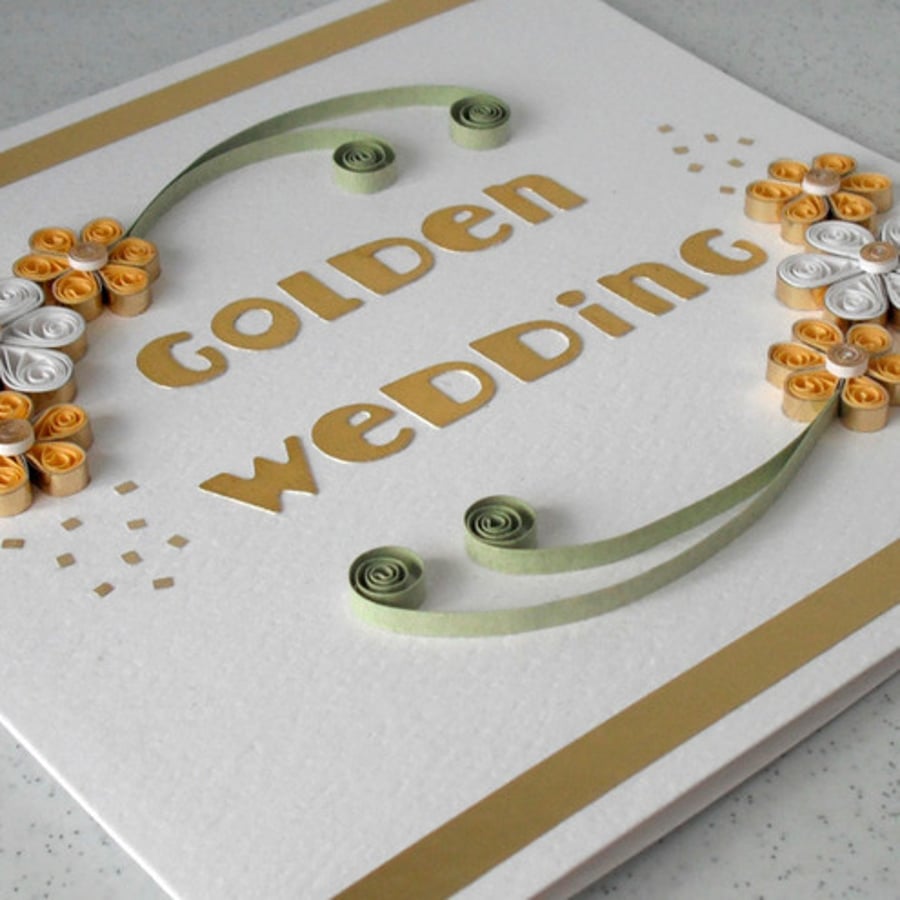 50th wedding anniversary card, quilled