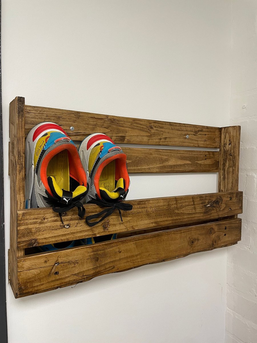 Shoe rack wall mounted rustic wooden lightweight shoe storage solution hallway s