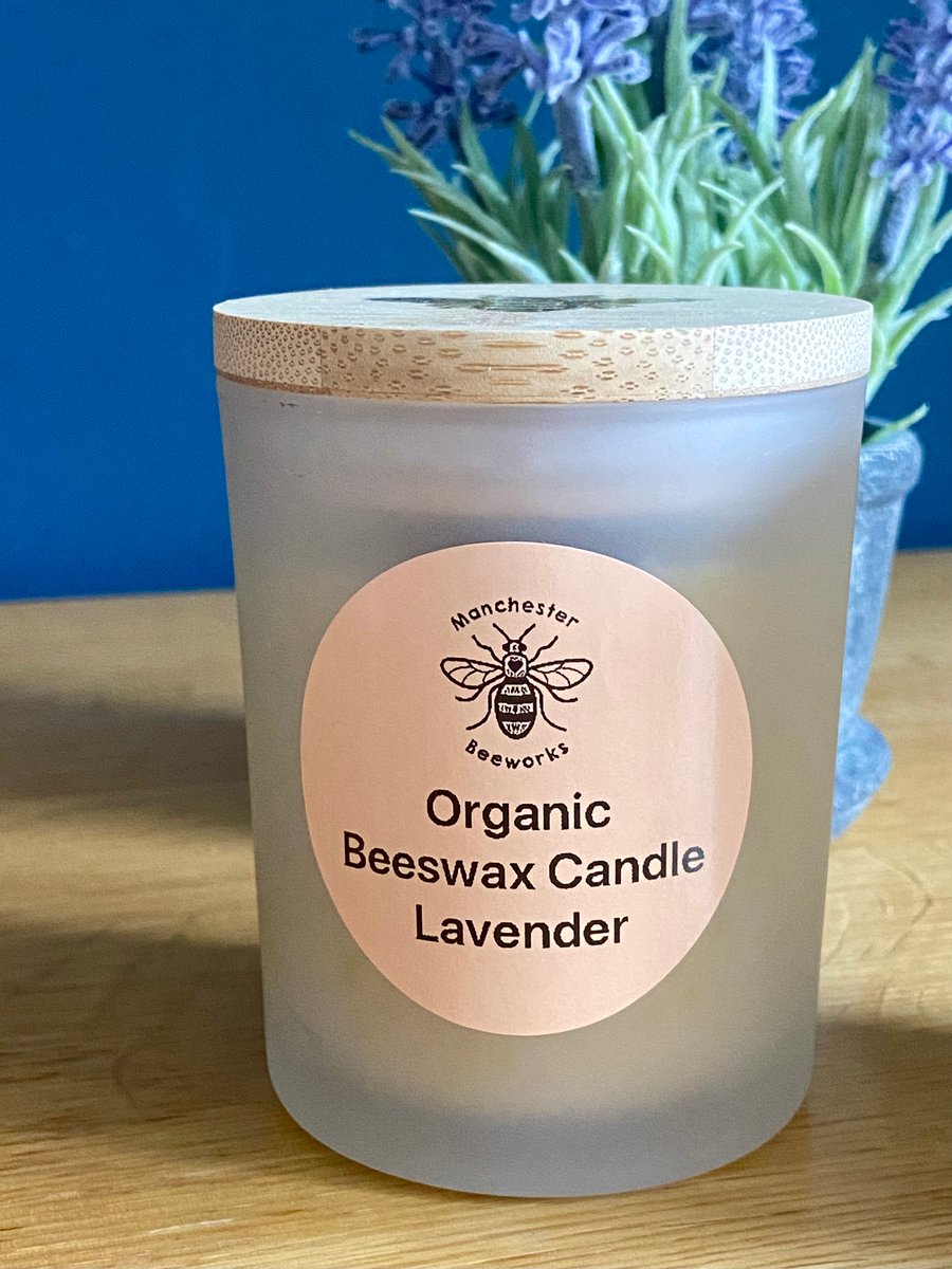 Scented Beeswax Candles in a Frosted Jars Bamboo Lid & Wood Wick Choice of Scent