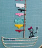 A funny embroidery wall hanging hoop, sailing themed selfie on a boat design fun - Image 3