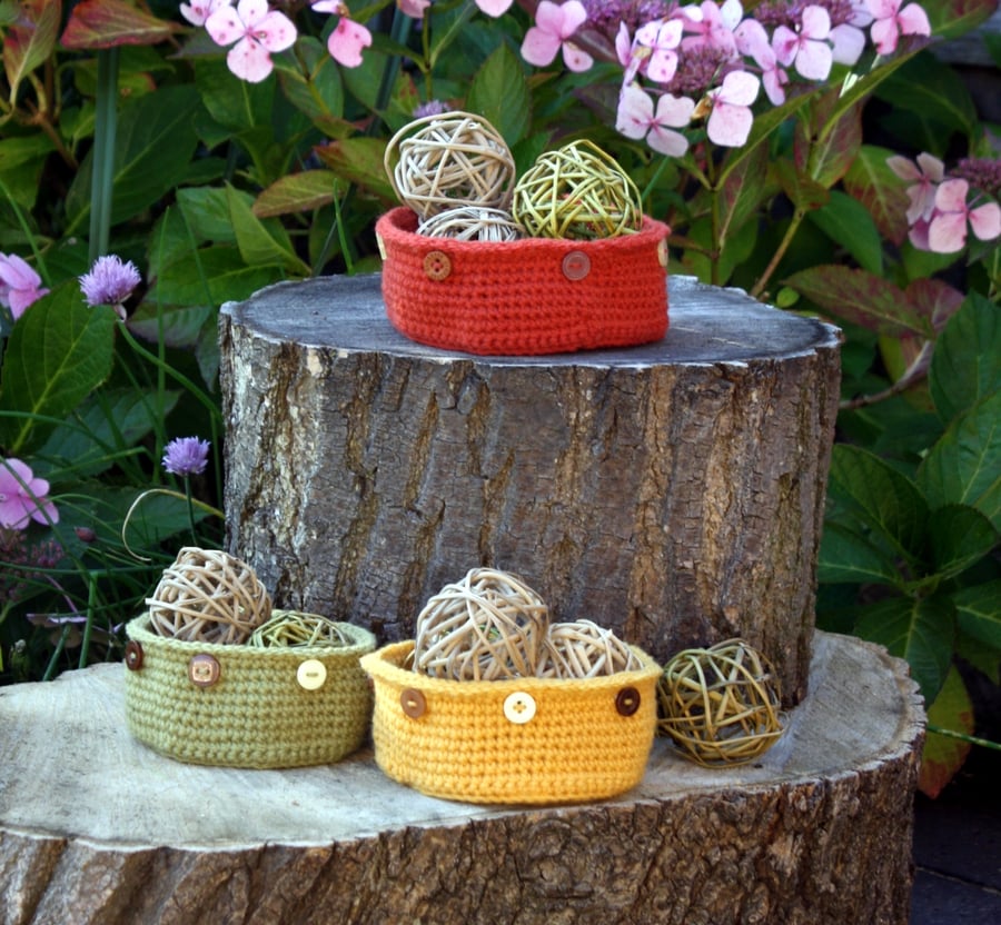 SALE - Autumn Crochet Bowls Nest of Three