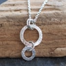 Silver Ring Necklace Pendant, Hammered Silver with Shimmer Texture