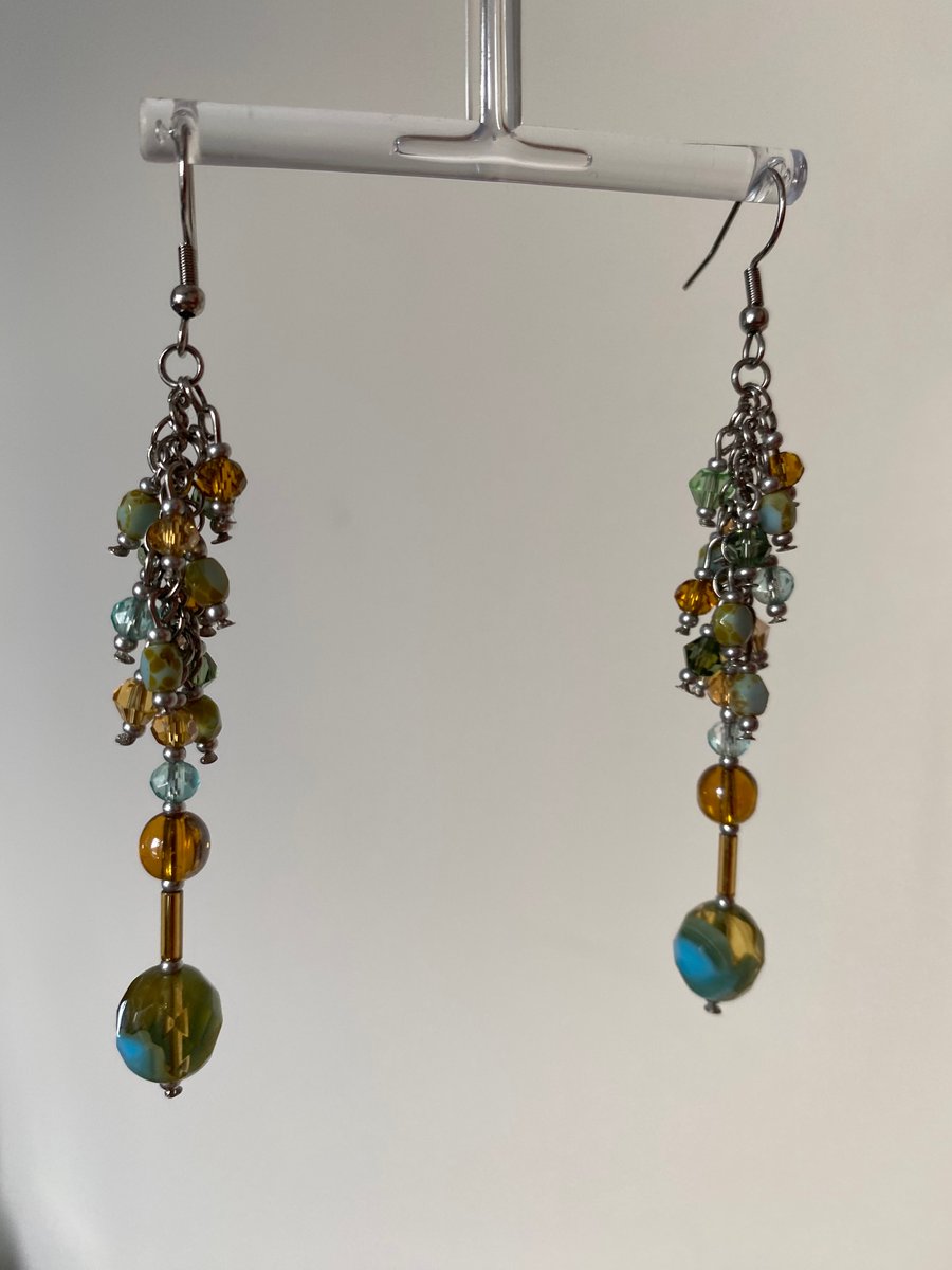 Marianne - Blue & Amber Earrings 
