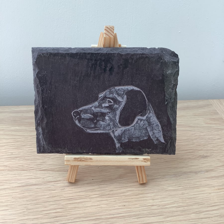 Beagle Hound Dog - original art picture hand carved on slate