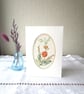 Hand-Embroidered Card – Vintage Style Orange Flower