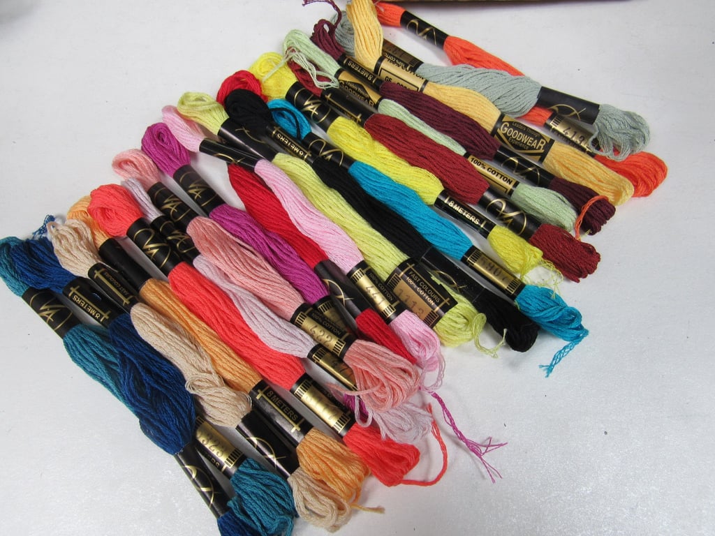 20 All Cotton Embroidery Threads, Mixed Colour Pack