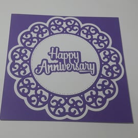 Happy Anniversary Greeting Card - Purple and White