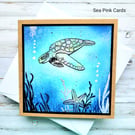 Turtle Blank Card - birthday, fathers day, thank you, sea life 
