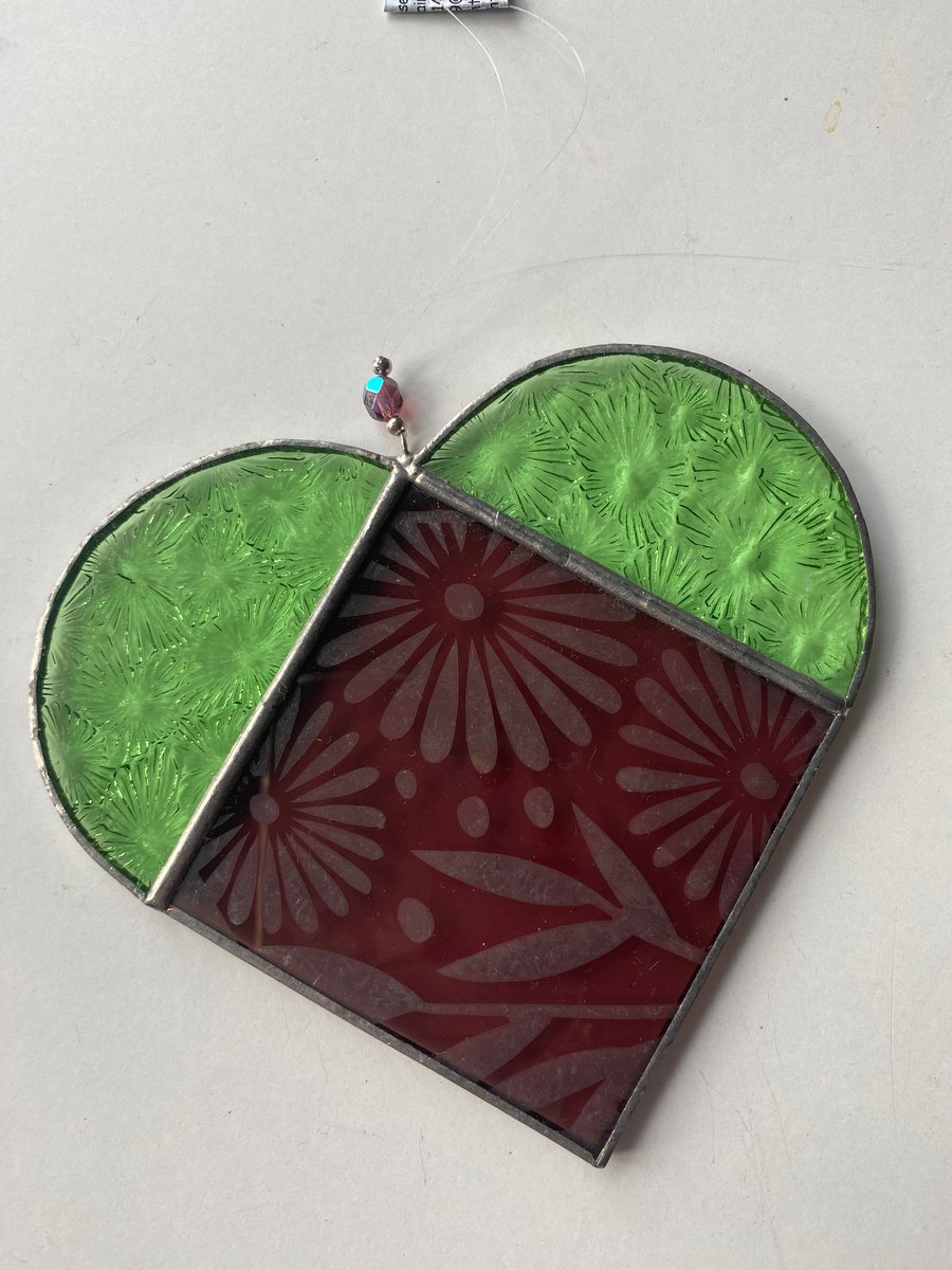 Seconds Sunday Stained Glass Heart Suncatcher 