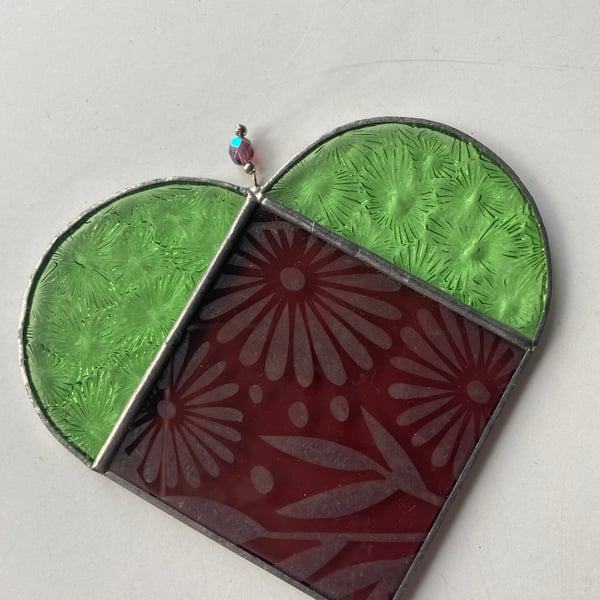 Seconds Sunday Stained Glass Heart Suncatcher 