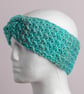  Headband Earwarmer handmade textured with front twist crocheted turquoise - Image 5