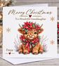 Personalised  Highland Cow Christmas Card – Custom Name & Relation
