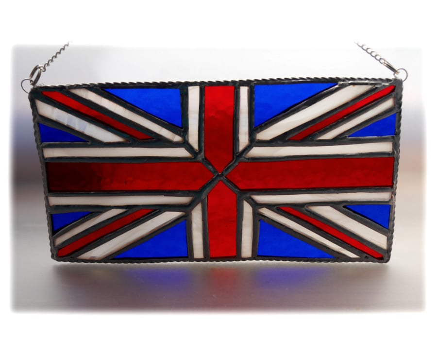 Union Jack Stained Glass Suncatcher Handmade British Flag 