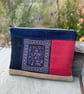 Repurposed needlepoint sampler large soft zip pouch