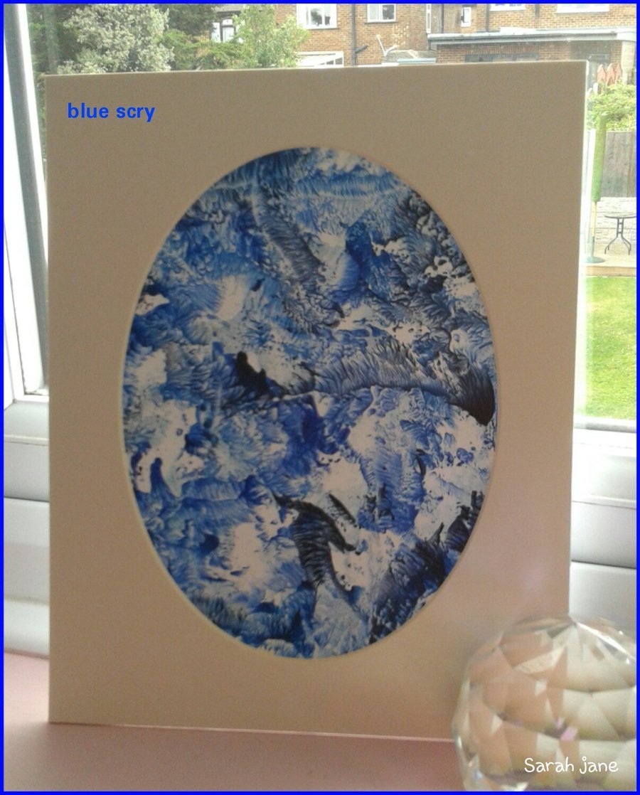 Blue Scry Original Encaustic Art Painting