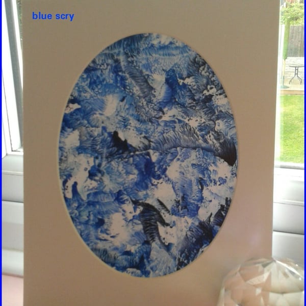 Blue Scry Original Encaustic Art Painting