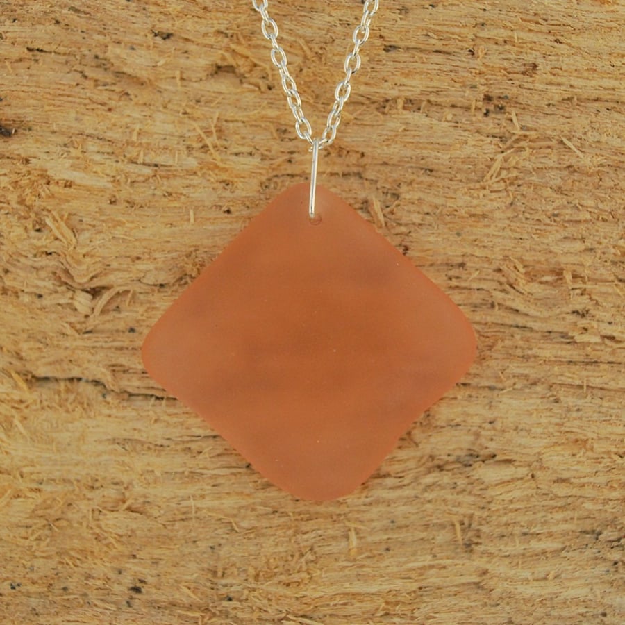 Peach beach glass pendant