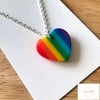 Bright Rainbow Heart Necklace  - 18 Inch Chain, Jewellery Festivals, Pride