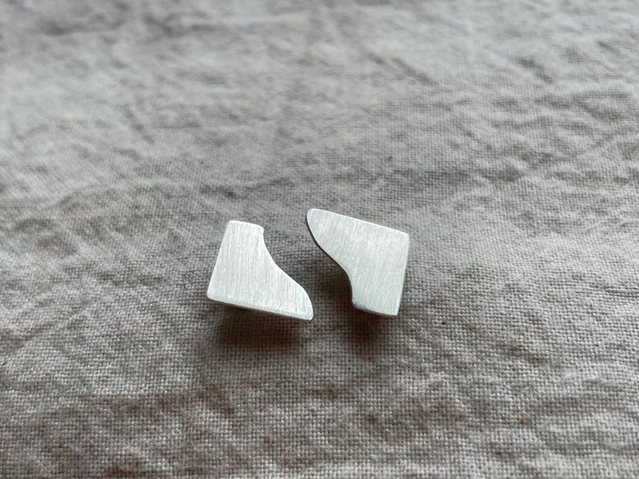 Abstract Earrings - Kindred Shapes Curved - Recycled Silver