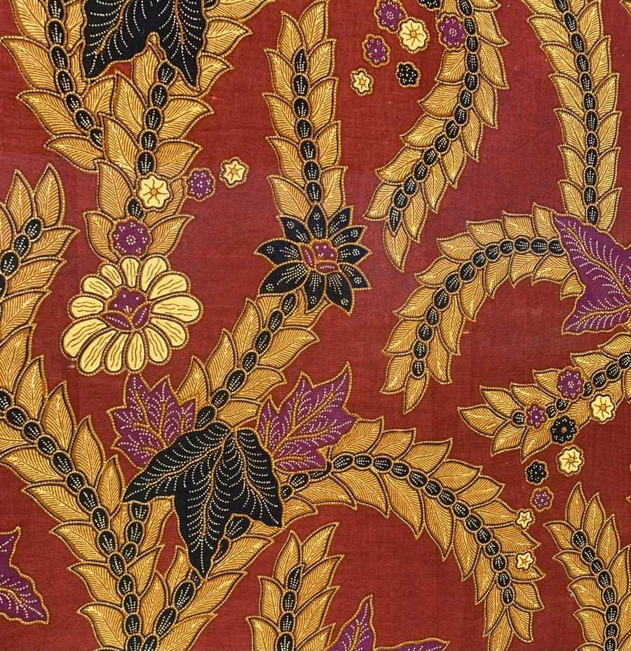 BATIIK Floral Leaf tropical Hawaiian TIKI Style Vintage Fabric