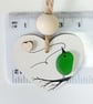 Sea Glass Bird Keepsake - Handmade Coastal Hanging Decoration or Fridge Magnet - Image 4