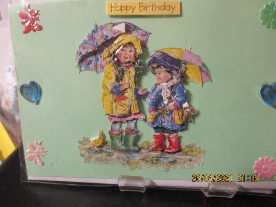 Happy Birthday Girls in the Rain Card