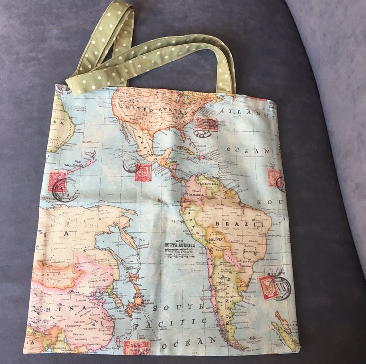 Map of the World Tote or Book bag - Folksy