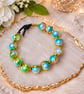 Handmade Multicolour Pearl Bead Gold Wire Bracelet Gift for Her - Image 2
