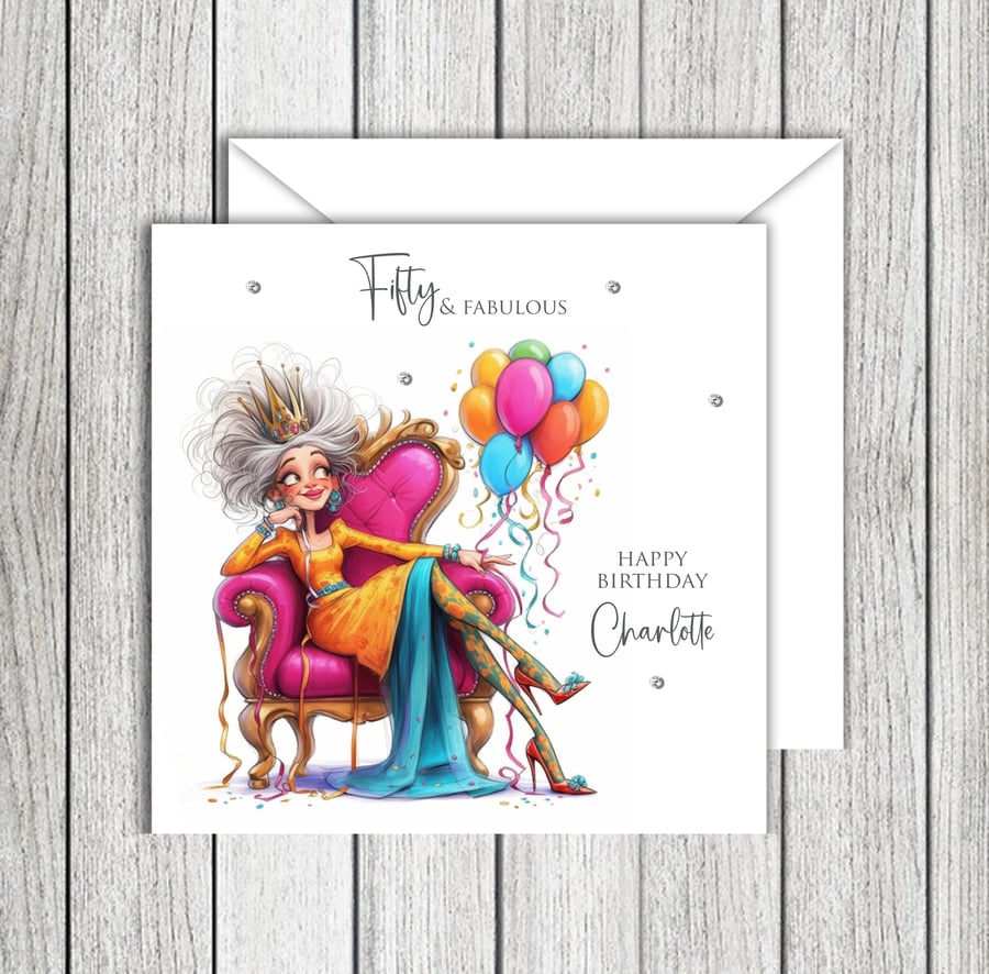 Fifty & Fabulous Birthday Card
