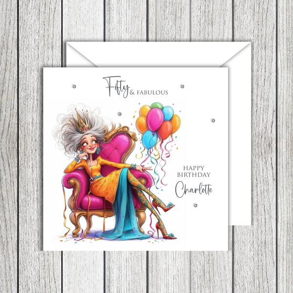 Fifty & Fabulous Birthday Card
