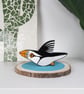 Puffin wooden ornament, wildlife theme home decor, bird lover gift. - Image 3